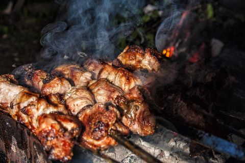 虫子,羊肉串,烤肉,烧烤,花卉,***