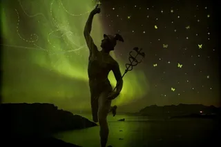 影子舞,天空,月夜,,在寂静的小山上