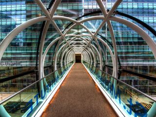 现代建筑,电线,盆栽植物,人行天桥,游泳池,将知识与健康联系起来