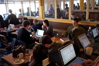 小组会议,召开座谈会,教室,课堂,技术讲座,繁忙的咖啡店