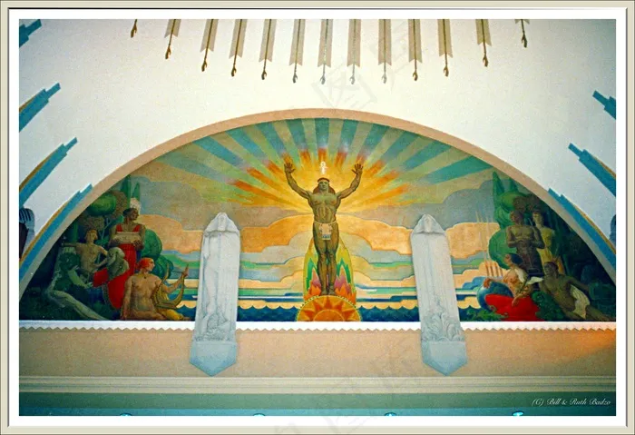 印第安纳州韦恩堡〜林肯塔〜壁画〜历史摩天大楼