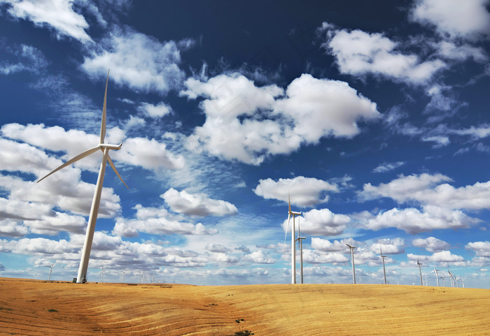 草原,发电机,天空,湖泊,山峦,再生能源