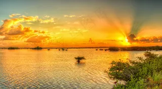 天空,霞光,湖泊,海洋,风景,神梁