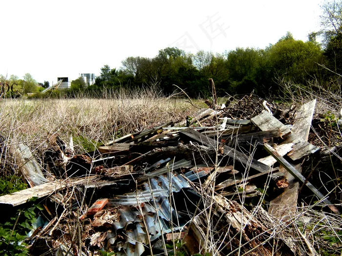 地质岩石土壤,树,坠毁现场,失事飞机,风景,浪费