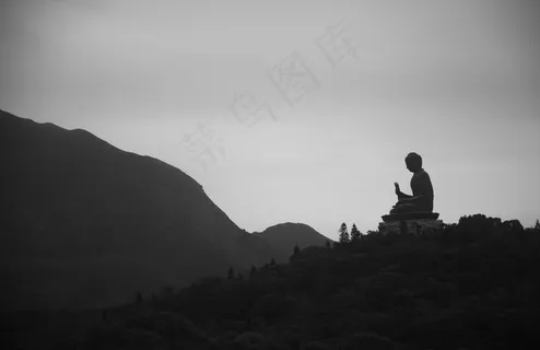 山峦,天空,雕像,树,峡谷,天坛大佛