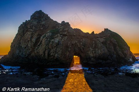 菲佛拱日落，菲佛海滩，大苏尔，加利福尼亚州