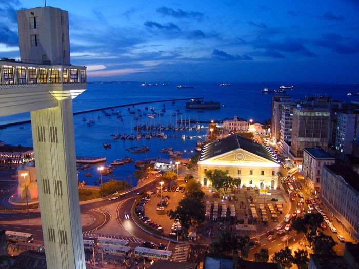 都市夜景,夜景摄影,海洋,堤坝,建筑,Mercado Modelo-萨尔瓦多（巴西）