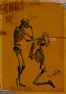 倚骨架,邮票,维萨里：骨架，1543年,纸草,工笔画,蒂普·拉辛格