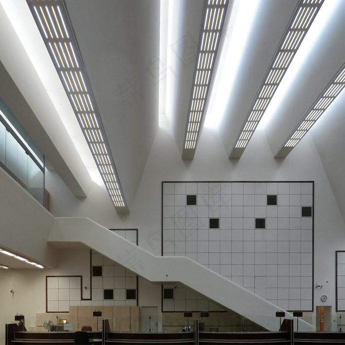约恩·乌松（Jørnutzon），Bank Melli，德黑兰，伊朗，1959-1962年。银行大厅。摄影师：phillip arnold