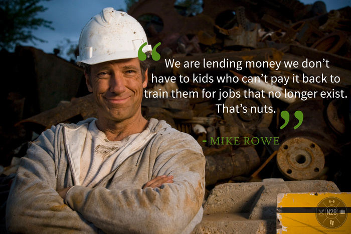 迈克·罗（Mike Rowe）对教育，工作和债务的报价。