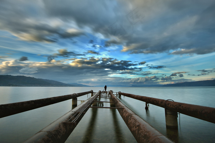 天空,海洋,丘陵/高原,图画,风景,流水线