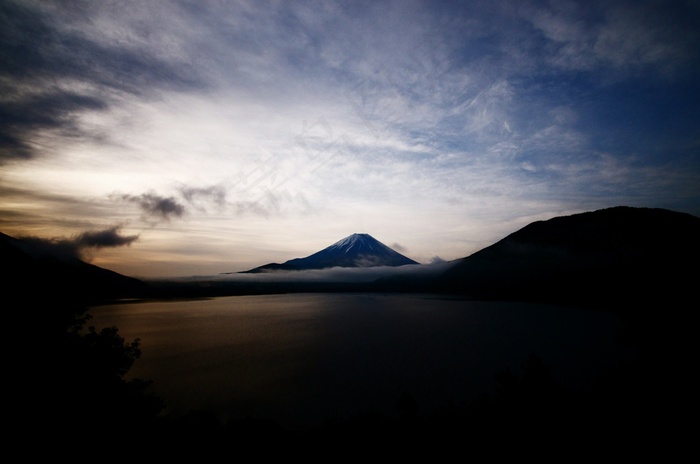 山峦,冰雪,湖泊,草原,头发,公吨。富士