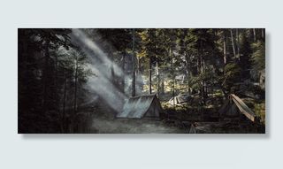 树,阳光森林,中国画,峡谷,绘画,华雷斯·冈斯林格的呼唤