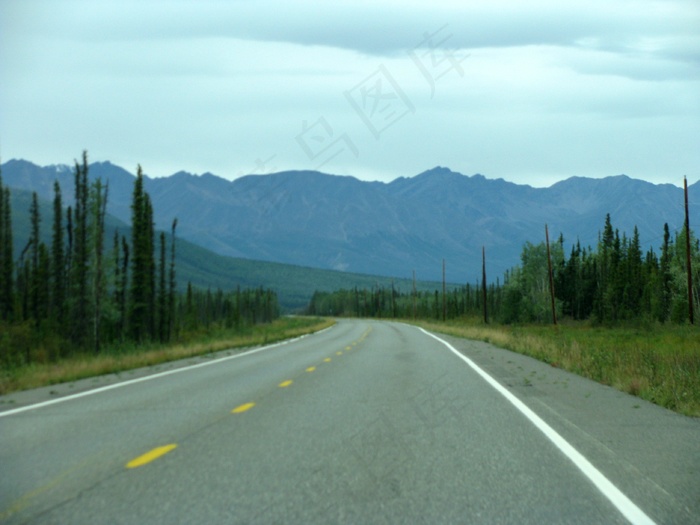 公路,街道,高速路,山峦,白云,阿拉斯加托克以西的阿拉斯加公路