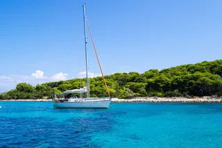 海洋,帆船,湖泊,起重机,鱼竿,克罗地亚