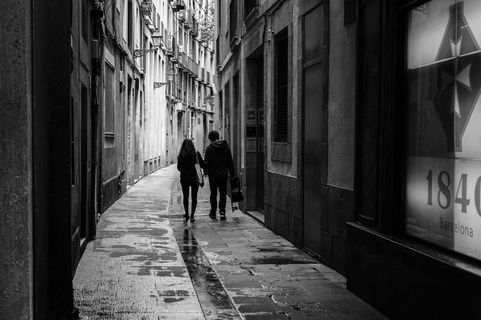 巷道,城市街道,街道,民居,建筑,一对