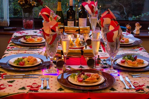 圣诞大餐,桌菜,会餐,餐饮场所,羊肉,圣诞大餐