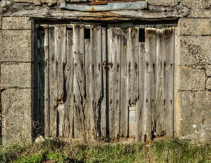 门,白桦,栅栏,木纹,山峦,旧木门