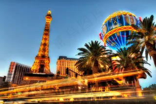 建筑,都市夜景,夜景照明,游乐场,上海外滩,拉斯维加斯巴黎酒店–大道上的光径