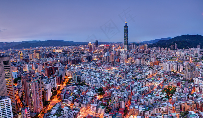 都市夜景,建筑,风景,葡萄牙,海滨,台北在日落时