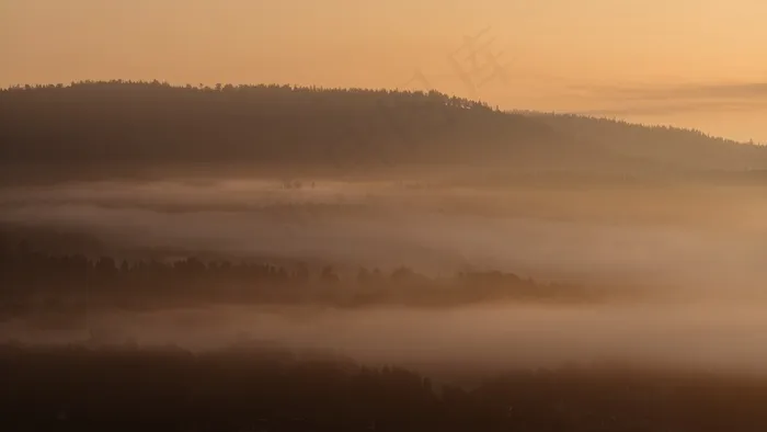 天空,霞光,山峦,头发,湖泊,温暖的晨光