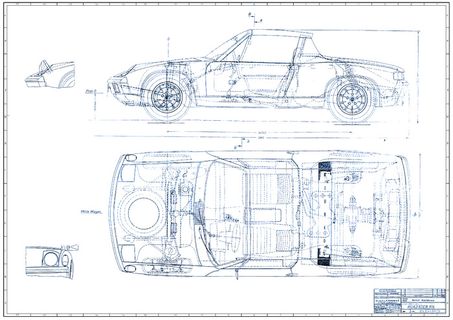 保时捷914敞篷跑车蓝图