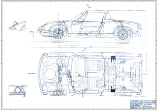 保时捷914敞篷跑车蓝图