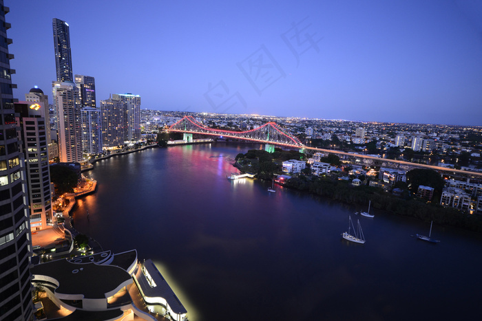 都市夜景,夜景照明,城市夜景照明,江河,夜景工程,布里斯班河和黄昏的故事桥