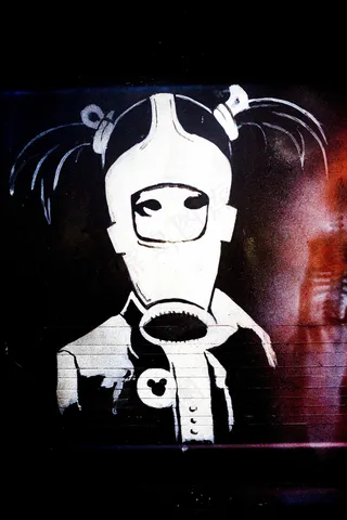 版画,面具,绘画,骷髅,屏幕截图,防毒面具的女孩