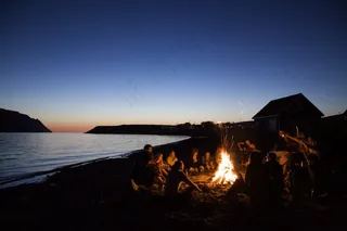 天空,风景,湖泊,都市夜景,工艺品,在海滩上的篝火