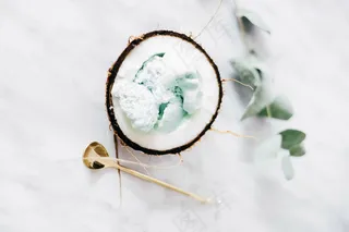 椰子，椰子，食品，冰淇淋，大理石，最小，极简主义者，开销