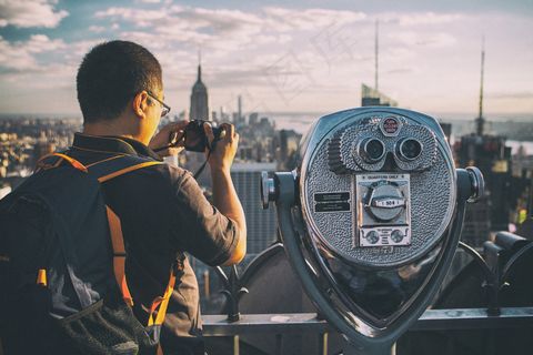 相机，男人，纽约，美国