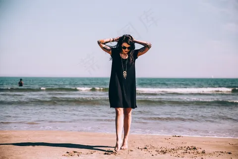 海滩，海岸，海洋，人，放松，沙，海，邵尔，夏季，纹身，旅行，度假，水，波，女人