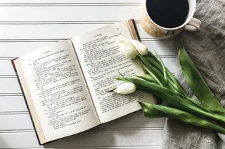 本书，书籍，咖啡，花，花，高清壁纸