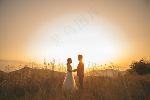 婚姻，已婚，日落，婚礼