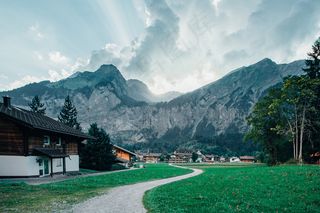 阿尔卑斯山，云，光，山，路径，路，天空，日落，走