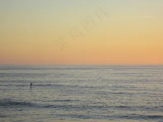 一个人，运动，乐趣，海洋，戒尺，海，天空，夏季，日落，冲浪，温暖，水，波