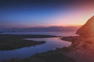 海滩，海岸，长城，海洋，海，夏季，日落