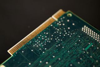 抽象，适配器，卡，芯片，电路，特写，计算机，连接器，数字，电子，焦点，黄金，绿色，焊接