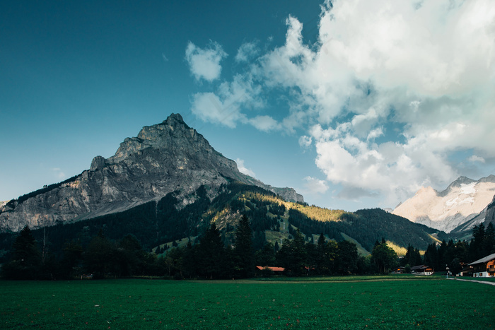 阿尔卑斯山，云，草，草地，绿色，光，山，路径，路，天空，日落，步行