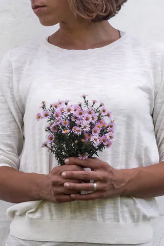 美丽，金发女郎，水华，花束，鲜花，花园，控股，春天，女人