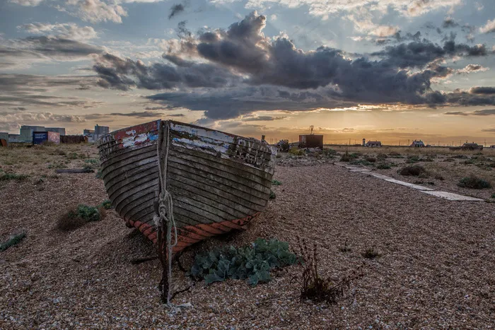 海滩，船，海岸，钓鱼，日落