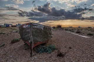 海滩，船，海岸，钓鱼，日落