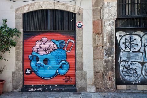 巴塞罗那，欧洲，涂鸦，街头艺术