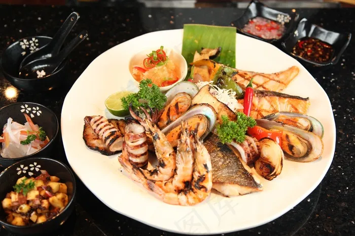 鱼，食品，板，板，大虾，大虾，海鲜，虾，虾