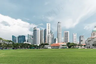 建筑，城市，混凝土，财政部，玻璃，新加坡，天空，摩天大楼