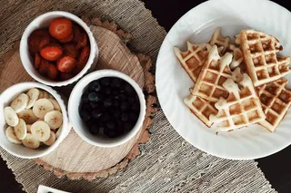 早餐，水果，水果，开销，华夫饼，华夫饼