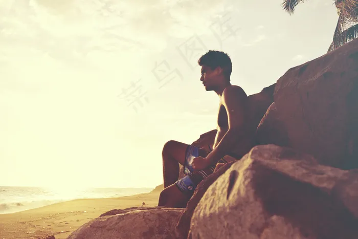 海滩，海岸，假日，之一，夏季，假期，年轻人