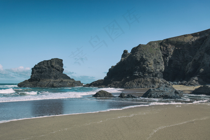 海滩，海岸，长城，海洋，岩石，沙，海