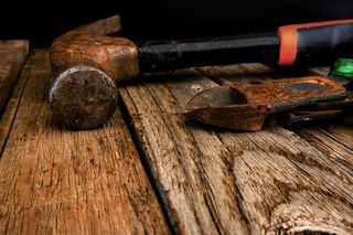 建筑，锤子，工业，工业，仿古，生锈，工具，工具，木材，工作台